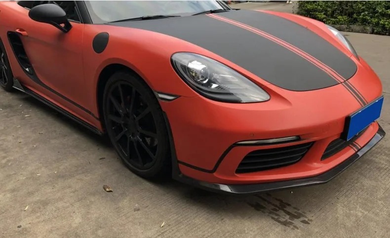 Carbon Fiber Front Lip Car Front Bumper Splitter For  718 regular version three-stage carbon fiber front lip 2016-2018